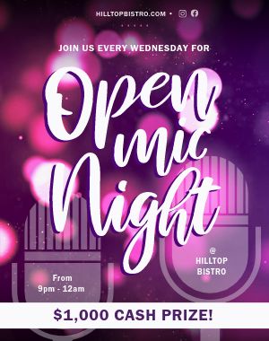 Purple Open Mic Night Poster