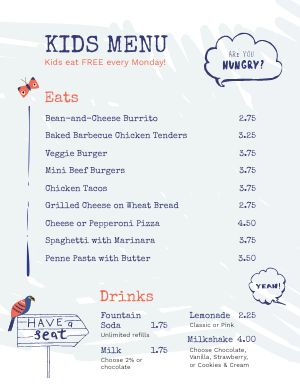 Dine In Kids Menu