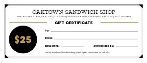 Sandwich Gift Certificate
