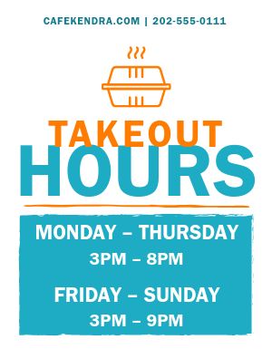 Takeout Hours Announcement
