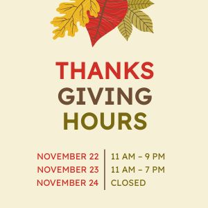 Colorful Thanksgiving Hours IG Post