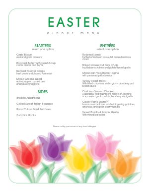 Traditional Easter Brunch Menu