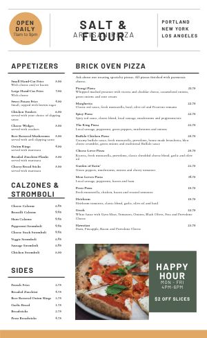 Handcrafted Pizza Menu