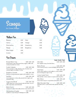 Ice Cream Shop Menu Poster