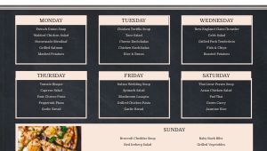 Gourmet Dining Hall Digital Menu Board