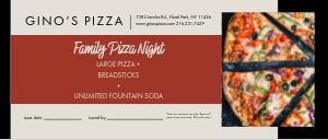 Family Pizza Gift Certificate 